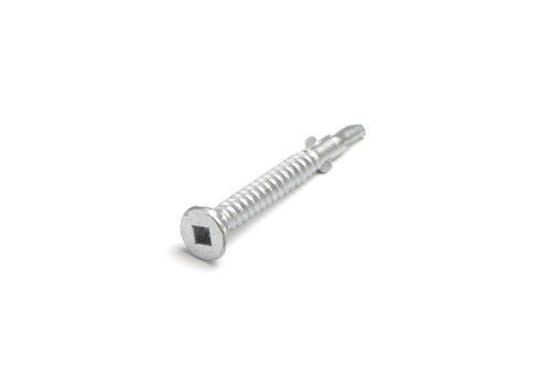 10G x 1-1/2 In. Countersunk Zinc Plated Self Drilling Screws 38mm #2 Square Wing Tip